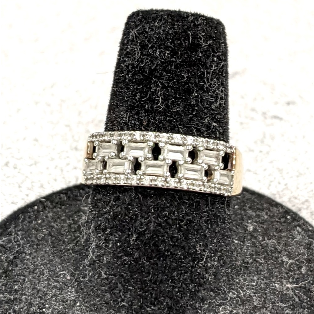 White sapphire Gold over Sterling ring Size 7